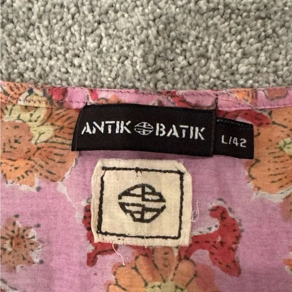 Tuckernuck Antik Batik Nootka Kaftan Pink Floral Size Large Cotton Maxi Sundress - Picture 7 of 11